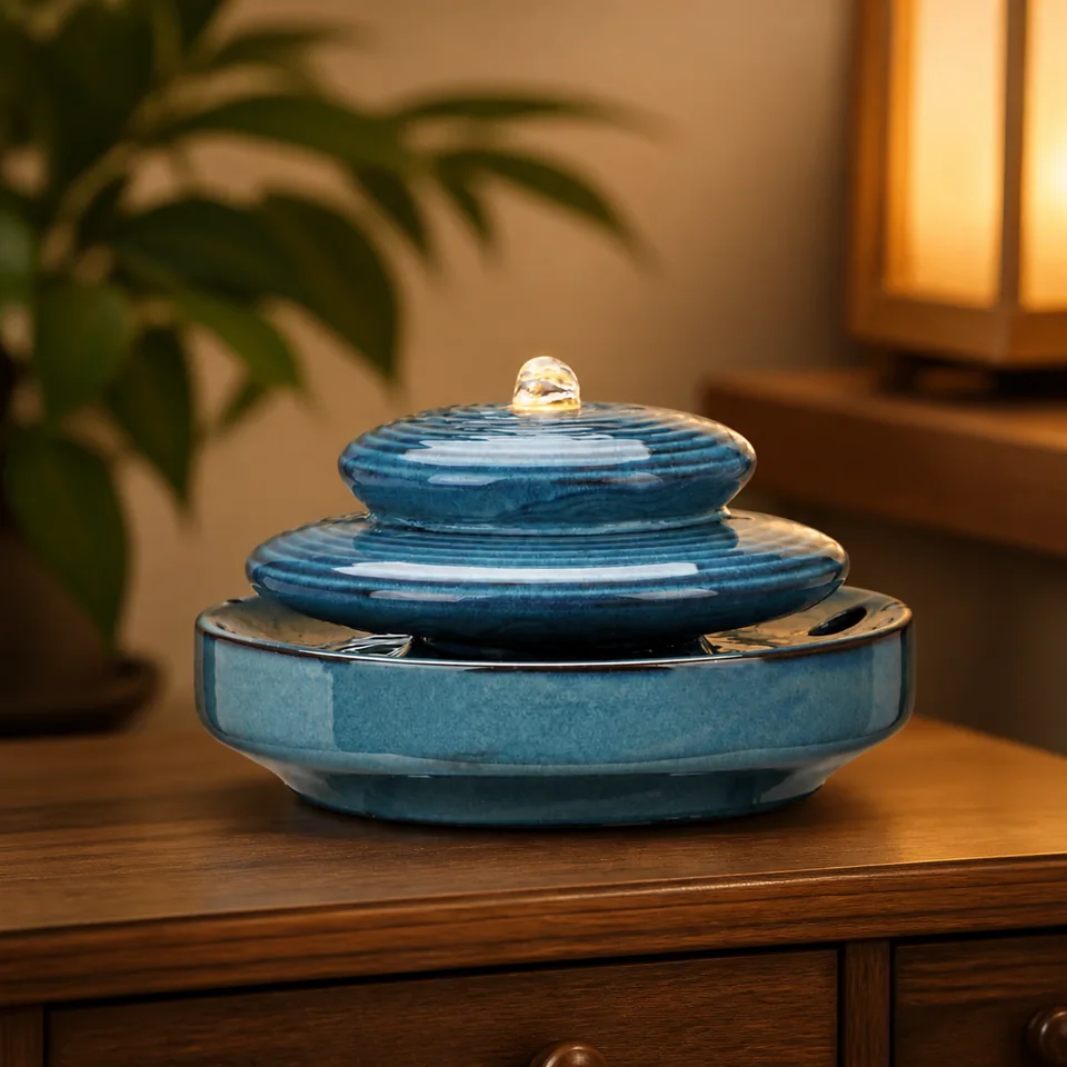 Stacked Disc Ceramic Fountain water fountain, model LR20079