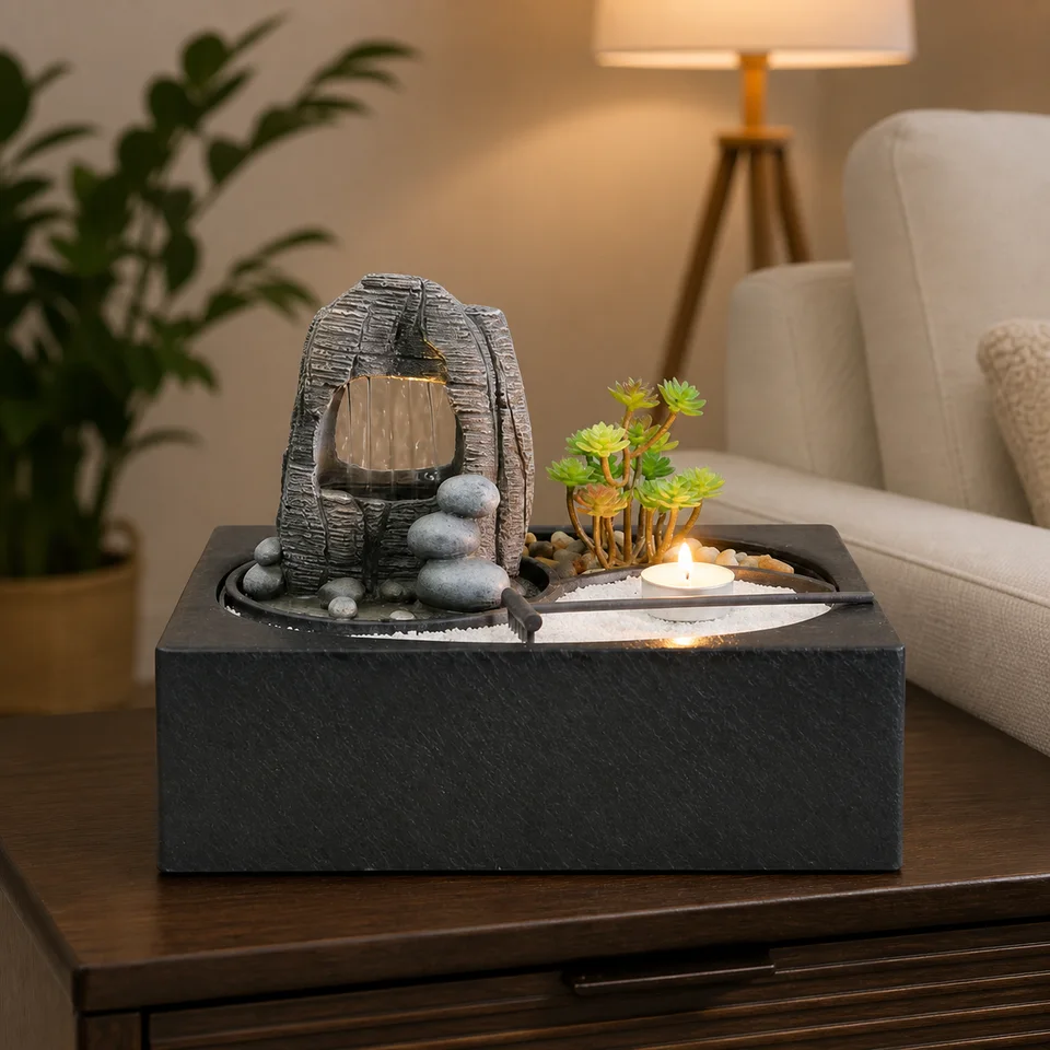 Rain Curtain Zen Garden water fountain, model LR62914