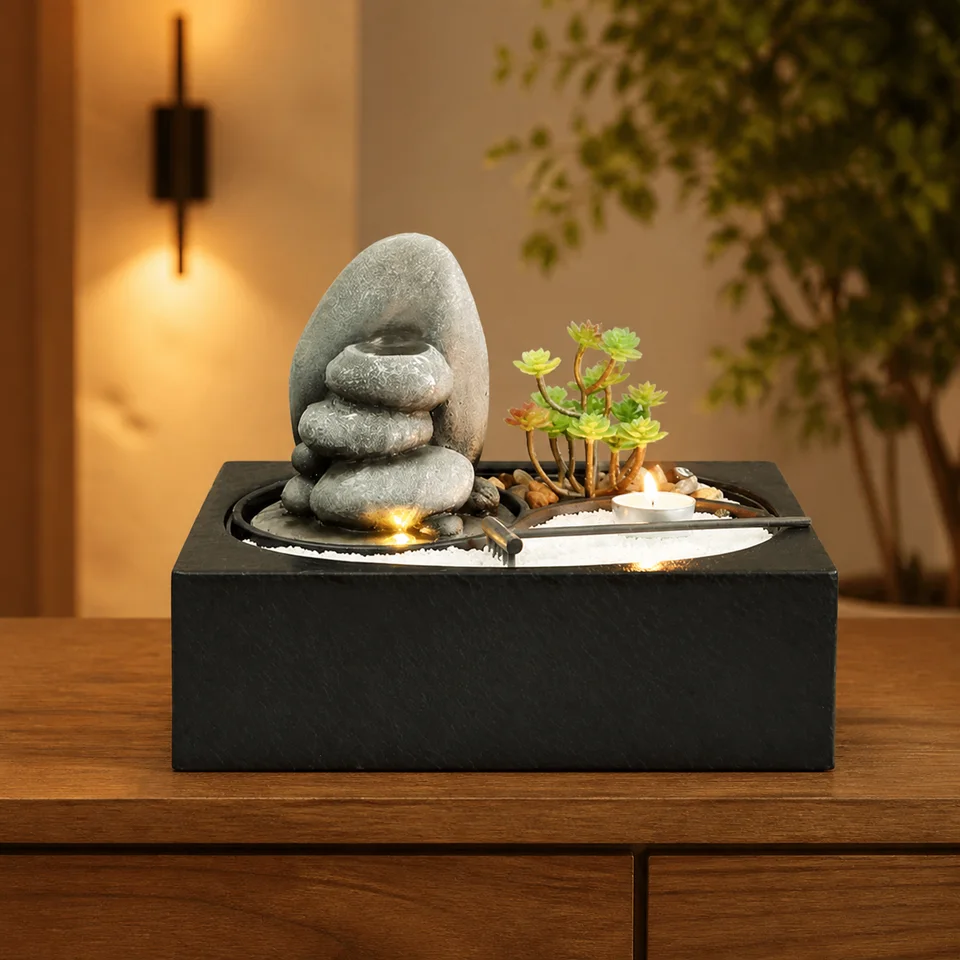 Sheltered Pebble Zen Garden water fountain, model LR62916