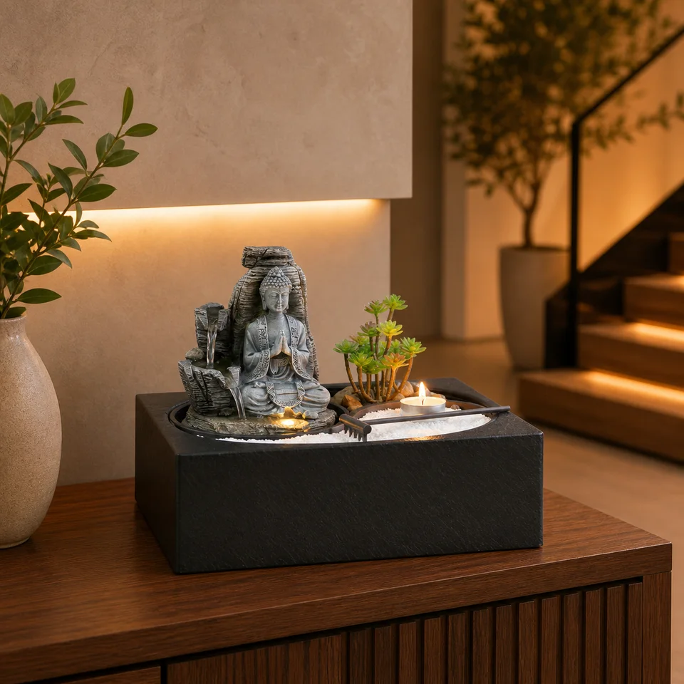 Buddha Rockfall Zen Garden water fountain, model LR62921